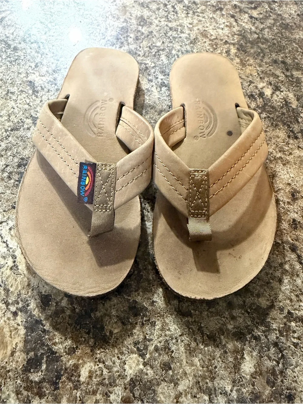 Rainbow Kids Tan Suede Flip Flops with Padded Straps